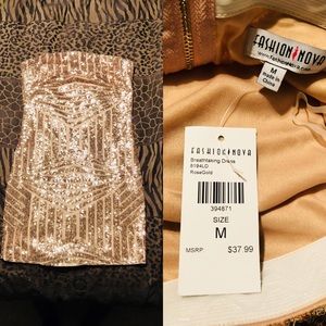 Fashion nova gold strapless dress